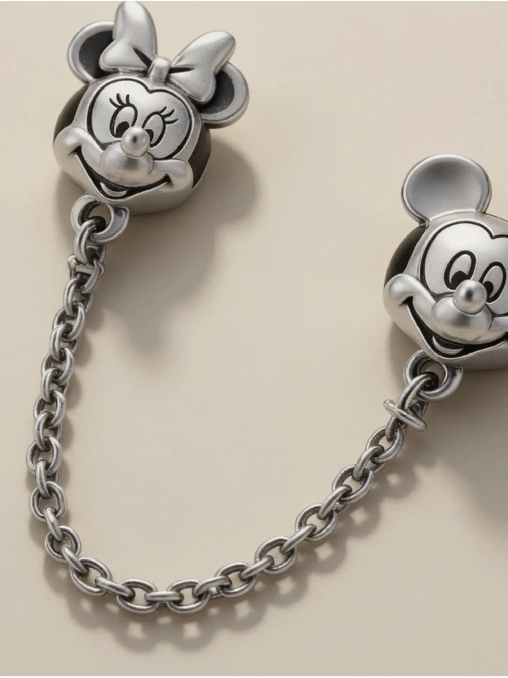 Sterling Silver Kids Silver Minnie & Mickey Chain Accessory